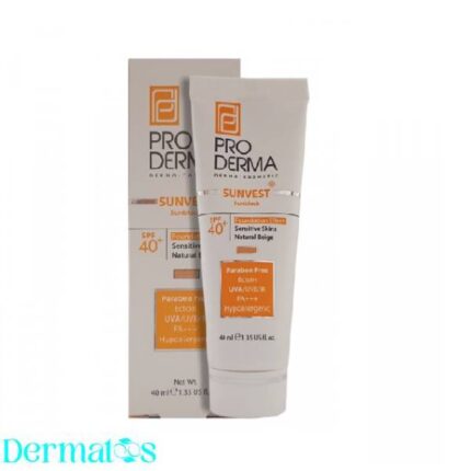 کرم ضد آفتاب فاقد جاذب های شیمیایی رنگی (بژ طبیعی) SPF 40 پرودرما